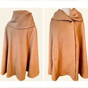 SOFIA CASHMERE Camel Wool Tan Cape Coat